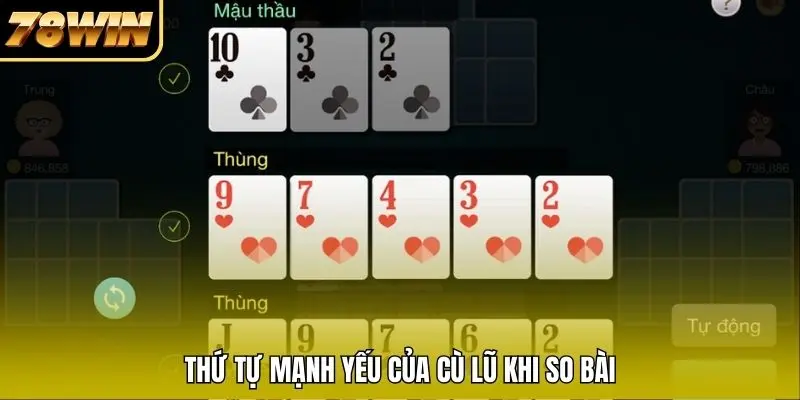 Thứ tự mạnh yếu của Cù lũ khi so bài